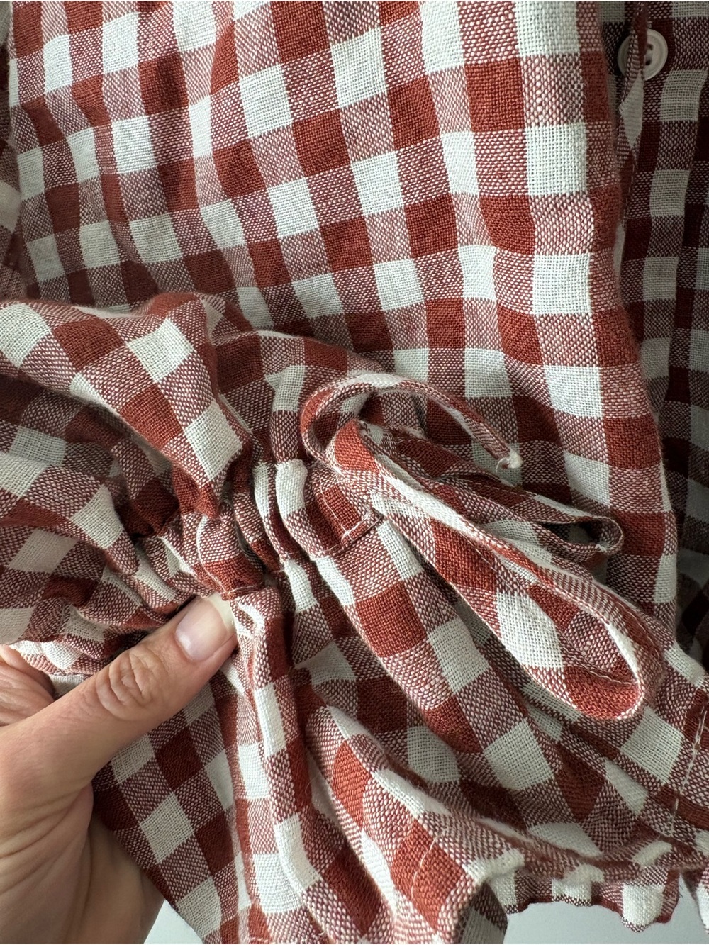 Linenfox Terracotta Gingham Mila Blouse S/M - Picture 3 of 3